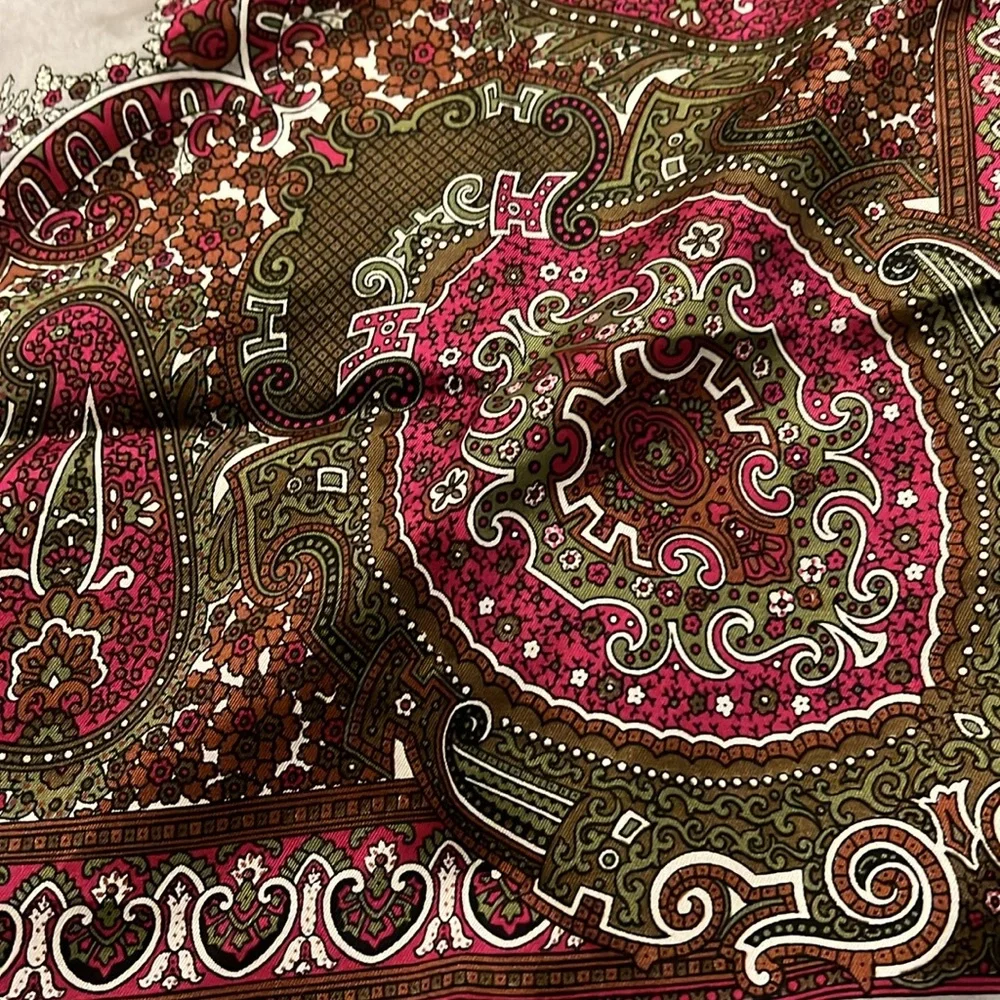 Vintage Nordstrom made in Italy 100% silk paisley square scarf 26”